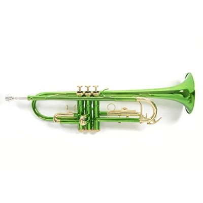Imagen de Roy Benson Trompeta Sib TR 101E (diámetro ML, válvulas de acero inoxidable, tudel latón dorado, diseño elegante, en estuche rectangular ligero, con función mochila), Verde