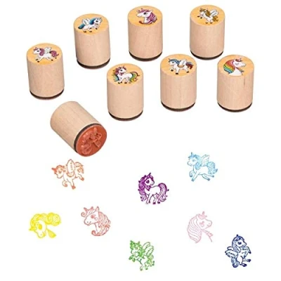 Imagen de Ameisenkeks® 8 sellos de unicornio, juego unidades, varios motivos estables madera