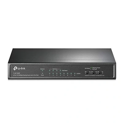 Imagen de TP Link PoE Switch 8 port 100 Mbps, 4 ports up to 15.4 W for each and 57 all ports, Metal Casing, Plug Play, Ideal IP Surveillance Access Point (TL SF1008P), Black
