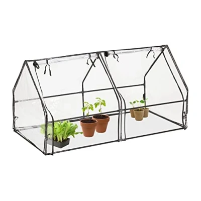 Imagen de Relaxdays Invernadero Túnel, 92 x 180 cm, 2 Puertas, Hibernación y Cultivo, Mini Huerto, Cubierta PVC, Transparente