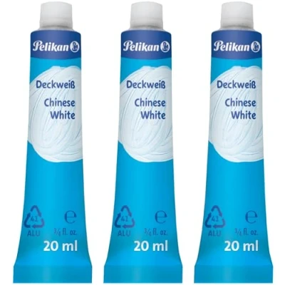 Imagen de Pelikan 732/7/1/B Tubo de tinta blanca (1 unidad, 20 ml), color 3 tubos/blanco opaco
