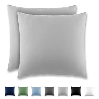 Imagen de REDKEY Funda Almohada Juego de 2 Fundas Almohadas 40x40 cm, con Solapa (sin Cremallera), Transpirable Suave Antiarrugas Microfibra Gris Claro
