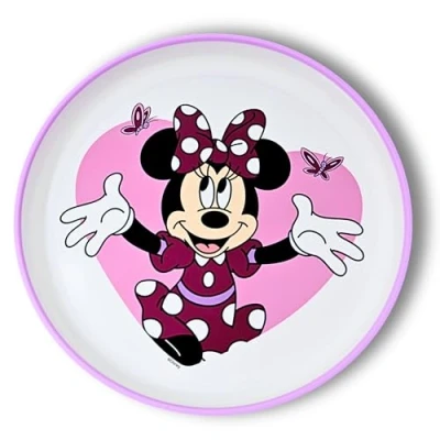 Imagen de Stor plato infantil de Minnie Mouse, antideslizante, libre BPA y reutilizable, para aprender a comer niños, aperitivo, camping niños pequeños, ancho,