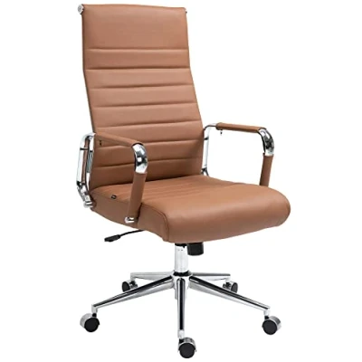 Imagen de CLP Silla Ejecutiva Kolumbus En Cuero Original, Polipiel &amp; Base De Metal I Escritorio con Ruedas Altura Regulable, Color:marrón Claro