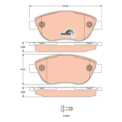 Imagen de TRW COTEC GDB1750 Juego de pastillas freno no preparado para indicador desgaste con tornillos pinza accesorios FIAT: 500 Hatchback
