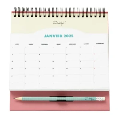 Imagen de Mr.Wonderful Calendario de escritorio con bolsa 2025 para disfrutar todos los momentos felicidad, incluye 1 bloc notas adhesivo