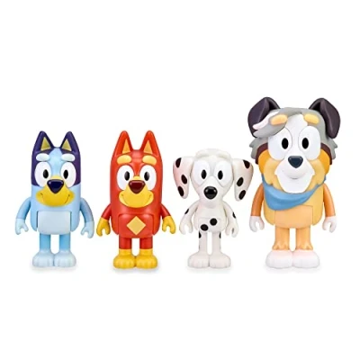 Imagen de Bluey Pack 4 Figuras School, muñecos articulados de los Personajes compañeros del Cole, Juguete la Serie Dibujos Animados Infantil, con Rusty, Chloe y Calypso, Famosa (BLY09300)