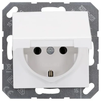Imagen de Jung 1520 BFKL WW Enchufe Schuko 16 A 250 V irrompible con tapa abatible Serie blanco alpino