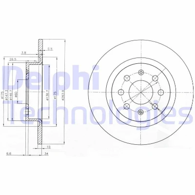 Imagen de DELPHI BG3945 Disco de freno 264 10 4 macizo aceitado sin procesar cojinete rueda, anillo sensor ABS OPEL: Corsa D Hatchback