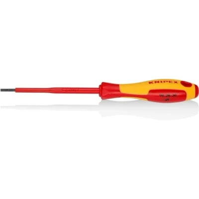 Imagen de Knipex Destornilladores para tornillos planos bruñido, mango aislante en dos componentes, según norma VDE 202 mm 98 20 30