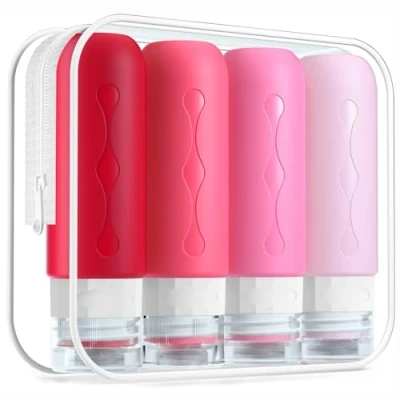 Imagen de Gemice Botella de Viaje 4 Pack TSA aprobó la Portátiles Silicona a Prueba Fugas (90ml) para champús, lociones y artículos tocador, FDA Certified BPA Free