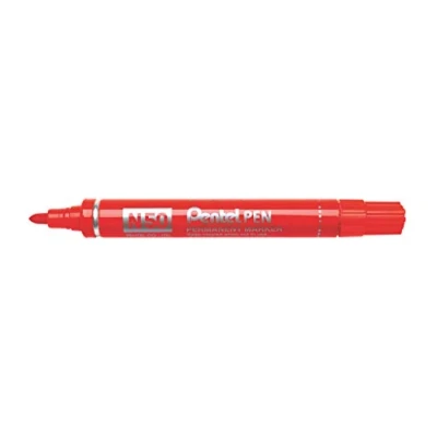Imagen de Pentel Marcador industrial con cuerpo de aluminio y punta gruesa. Apto para casi todas las superficies. Color rojo. Pack 12
