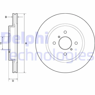 Imagen de DELPHI BG4750C Disco de freno 272 22 4 ventilado revestido sin procesar cojinete rueda, anillo sensor ABS SUZUKI: SWIFT