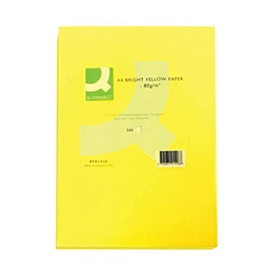 Imagen de Papel color q connect din a4 80gr amarillo intenso paquete de 500 hojas