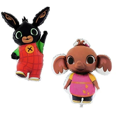 Imagen de Paquete de 2 globos Bing Bunny &amp; Sula Pig Foil en forma globo Regalos para bebés Cumpleaños