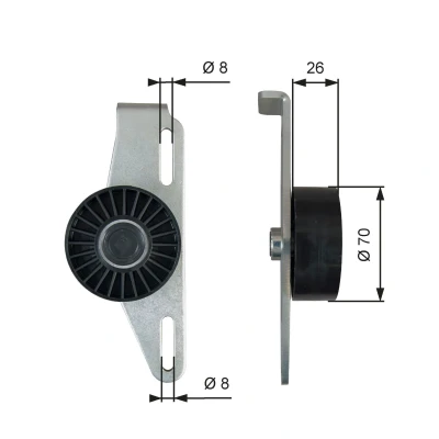 Imagen de GATES T39393 Polea Tensora FleetRunner Micro V Stretch Fit DACIA: Sandero I, Logan I Berlina, Lodgy
