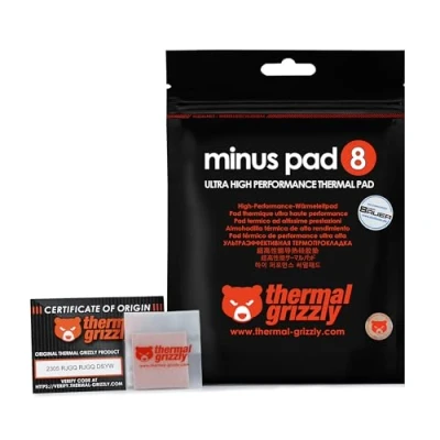Imagen de Thermal Grizzly Thermopad Minus Pad 8 Almohadillas Conductoras Silicona Termica Conduce el Calor y enfría los Elementos calefactores del Ordenador o la Consola (30 x 30 0,5 mm)