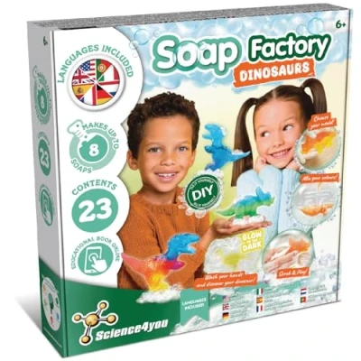 Imagen de Science4you Dino Lab Kit de Fabricación Jabón para Niños, Haga Sus Propios Jabones con Juguete Dinosaurios En el Interior que Brillan La Oscuridad, Dinos Niñas y Niños 6 7 8 9+