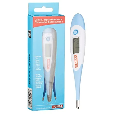 Imagen de Gima Termómetro Digital Flexi Jumbo 2, con memoria de última temperatura, punta flexible, impermeable, alarma fiebre, uso oral, rectal y axilar, 25557