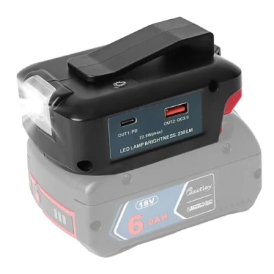 Imagen de Adp05 Power Source Battery Adapter Adaptador de luz trabajo para batería Bosch 18 V con un par interfaces cargador teléfono USB, linterna puerto CC inalámbrico