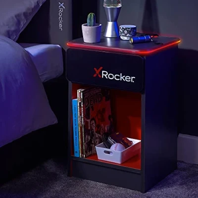 Imagen de X ROCKER Mesilla de Noche Carbon tek con Carga inalámbrica y Luces LED Gris/Rojo