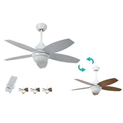 Imagen de Bastilipo Ventilador de techo con mando a distancia y luz LED, 60w, 107 cm, Bali Blanco LED