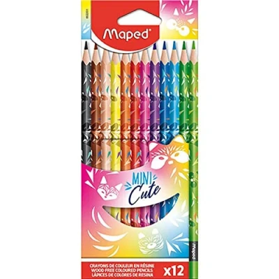 Imagen de Maped Pinturas de Madera Lápices Colores Mini Cute 12 con Diseño Lúdico Minas Resistentes y Fáciles Afilar Ergonómico para Mejor Agarre