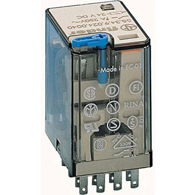 Imagen de Finder serie 55 Rele industrial 24vdc 4 contactos 5a pulsador +led+diodo