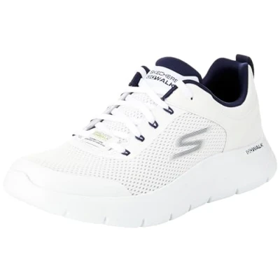 Imagen de Skechers Go Walk Flex Independiente, Zapatillas Hombre, Textil sintético Blanco y Azul Marino, 44.5 EU
