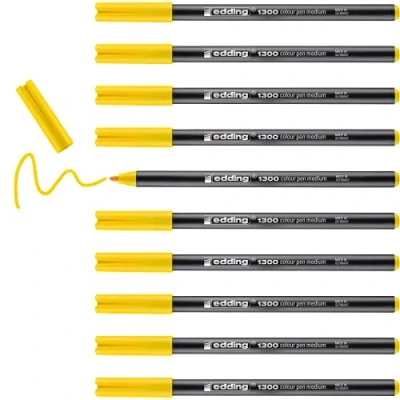 Imagen de edding 1300 rotulador de color trazo medio amarillo x10 punta redondeada 2 mm para dibujar y escribir el colegio, mandalas, Bullet Journals