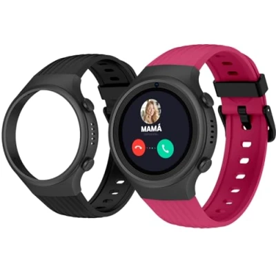 Imagen de SPC Smartee 4G Junior Smartwatch para niños con GPS, videollamadas y botón SOS 1,2Pantalla, Doble Pulsera Granate Negra Modo Tracker Colegio Gestión Desde App Gratuita Smart Clan
