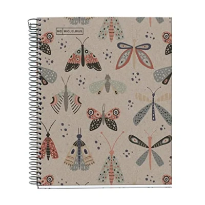 Imagen de Miquelrius Cuaderno A5, Rayado horizontal 7 mm, Papel reciclado de 80 g/m², Hojas un color, reciclado, Espiral, rayado, Eco Mariposas