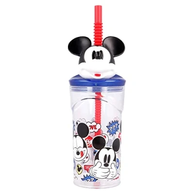 Imagen de Stor Vaso infantil reutilizable con pajita y tapa figurita 3d capacidad de 360 ml Mickey Mouse