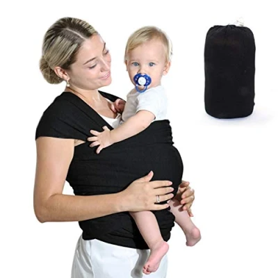 Imagen de Fular Portabebés Elástico Gris Portador de Bebé, HyAdierTech Pañuelo algodón, Porteo Seguro y Ergonómico Durante la Lactancia, Unisex, Para padres (A)