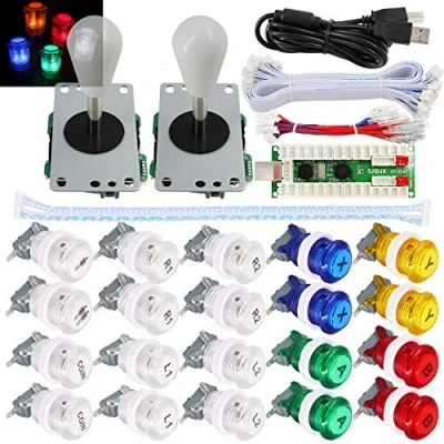 Imagen de SJ@JX 2 Player Arcade Game Stick DIY Kit Buttons with Logo LED 8 Way Joystick USB Encoder Cable Controller for PC MAME Raspberry Pi Color Mix
