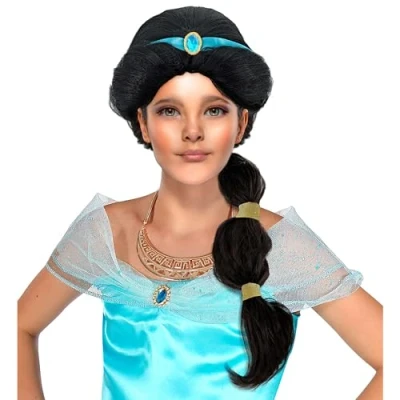 Imagen de W WIDMANN MILANO Party Fashion peluca de princesa árabe, negra, pelo sintético, largo, cuento hadas