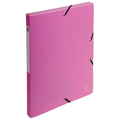 Imagen de Exacompta 59604E 4 archivadores con gomas Opak en polipropileno lomo 2,5 cm dimensiones 25 x 33 para formato A4 color rosa se entregan montados