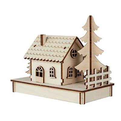 Imagen de Rayher Set maqueta casa madera, con base, 17,5x9,4x14 cm, 30 piezas, 46299000