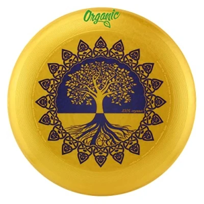 Imagen de eurodisc Disco de competición Ultimate Frisbee Disc 175 g, bioplástico, estable trayectoria vuelo más 100 metros, diseño imagen árbol la vida, oro, sostenible, procedente