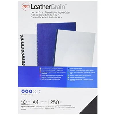 Imagen de Rexel GBC LeatherGrain Cubierta (72 cm, A4, cuero), color negro
