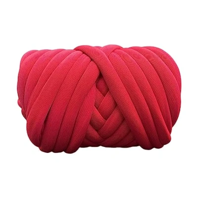 Imagen de hilo grueso de 500 g para tejer en el brazo, tubular gigante, voluminoso bricolaje como manta trenzada, almohadas, fabricación alfombras, cestas, mantas (rojo)