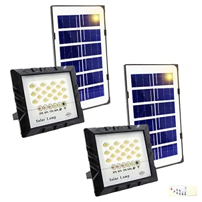 Imagen de 2x Foco Proyector 50W 72LED con Panel Solar Fotovoltaico, Mando a Distancia y Sensor de Encendido Automático. IP67 Luz Blanca, Iluminación Exteriores, Patio, Jardín, Camino, Garaje