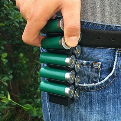 Imagen de ANSNOW Portador de Munición Cartucho Perdigones Calibre 12 10 Rondas con Clips para Cinturón O Pantalón Soporte Cartuchos Escopeta Caza Y Tiro Táctico/Negro