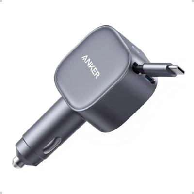 Imagen de Anker Cargador de Coche USB C, Rápido Tipo C Ultracompacto 75W máx. con Cable Retráctil, Adaptador para iPhone 16/15 Series,MacBook Pro/Air, iPad,Galaxy, AirPods