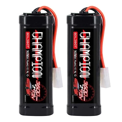 Imagen de GOLDBAT Batería RC NiMH de 3600 mAh 7,2 V Compatible con Conector Tamiya para Coche Barco Drone Traxxas LOSI Truck Associated HPI Kyosho Robot (2 Paquetes)