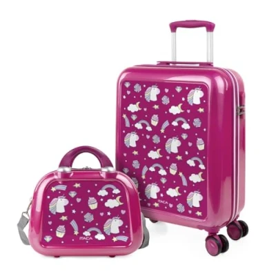 Imagen de Itaca Viaje PC Maleta de cabina para niños, Talla: One Size, Fucsia unicornios