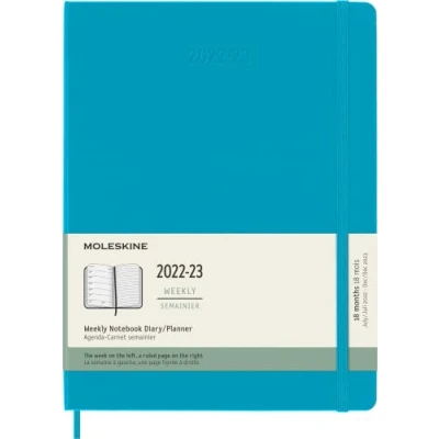 Imagen de Moleskine Agenda Semanal 18 Meses 2022 2023, con Tapa Dura y Cierre Elástico, Tamaño XL, 19 x 25 cm, Azul