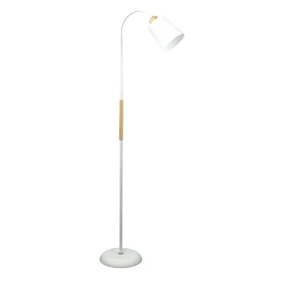 Imagen de BEL AIR HOME Pie de Salón SWEDEN 1xE27 diseño nórdico brazo orientable y detalles en madera lámpara lectura comedores, portalámparas E 27 (BLANCO)