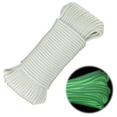 Imagen de CAUTIOUS 1 PCS Abma Cord Luminosa Paracord 550 4mm 9 Hebras Cuerda de Nylon Tipo Fluorescente Paracaidas Brilla en la Oscuridad 30M Longitud soportar el Peso MAX. 250kg