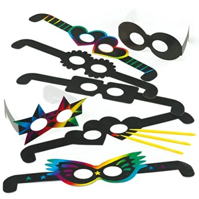 Imagen de Baker Ross Gafas para Rascar Manualidades Creativas Scratch Art Niños Fiestas Infantiles de Disfraces (Pack 12)